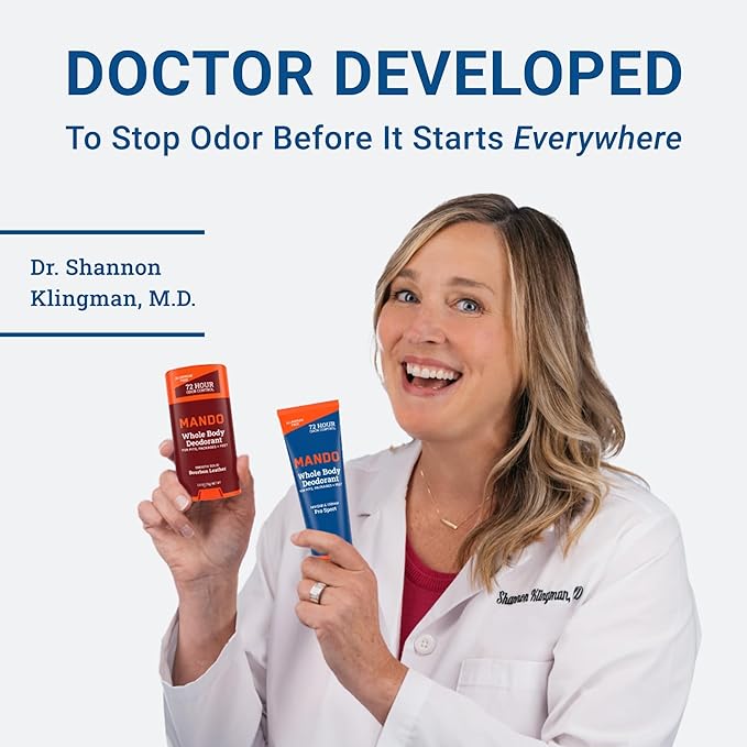 Mando Whole Body Deodorant For Men - XS Travel-Sized Invisible Cream Tube - 72-Hour Odor Control - Aluminum-Free, Baking Soda-Free - 0.5 ounce Tubes (Pack of 2) - Bourbon Leather and Pro Sport Scents