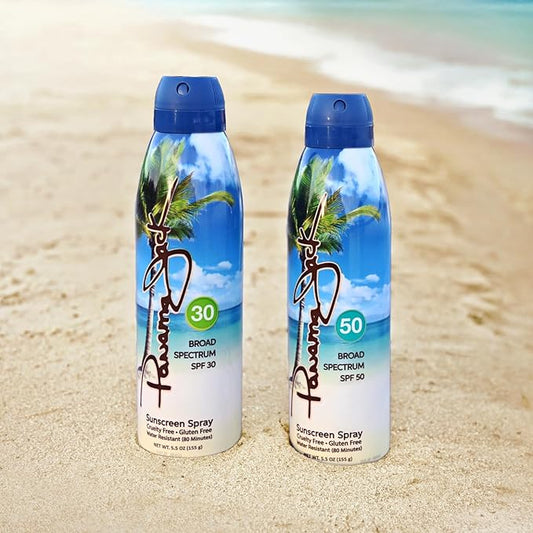 Panama Jack Explorer Duo - Travel Sunscreen Spray SPF 30 & 50 Suntan Sun Care Pack
