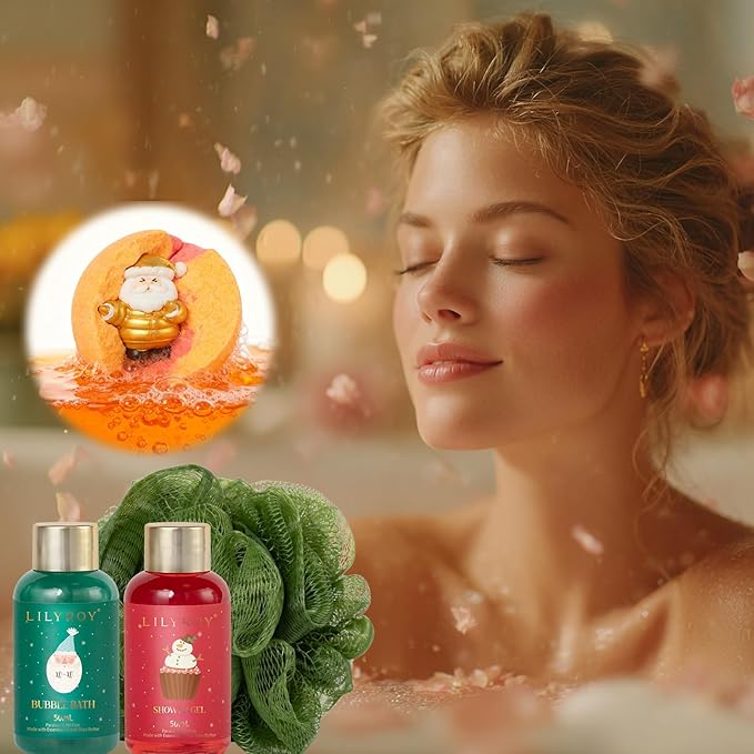 2025 Christmas Gifts for Women Mom - 16 Pcs Luxury Gift Box with Brooch and Cute Sleeping Mask, Bath and Body Spa Gift Set for Women｜Spa Set Bath Gift Idea for Female Friends