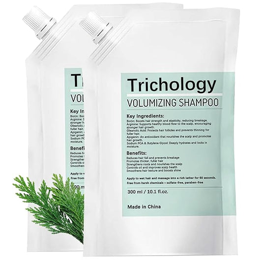 Anti-Hair Fall Trichology Shampoo & Less Shedding Volumizing Shampoo with Biotin, Arginine & Oleanolic Acid for Hair Loss, Thinning, Hair Growth, Oil Control & Scalp Nourishment – 300ML