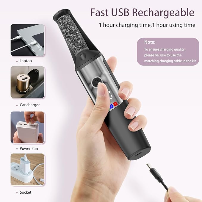 Electric Foot Callus Remover,Smooth Pedicure Wand Rechargeable Electric Foot File,Professional Pedicure Tools for Dry, Dead, Cracked, Hard Skin, at Home Feet Spa Care Kit for Men & Women