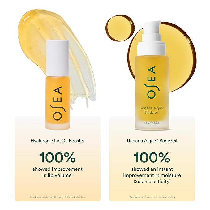 OSEA Juicy Duo Gift Set - Hyaluronic Lip Oil Booster & Undaria Algae™ Body Oil - Travel Size - Stocking Stuffer - Gift for Her