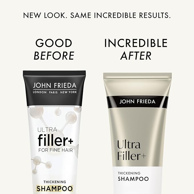 John Frieda ULTRAfiller+ Thickening Shampoo, Strengthening Shampoo for Damaged or Thin Hair, Infused with Biotin and Hyaluronic Acid to Strengthen Hair for Thicker Fuller Results, 8.3 Oz
