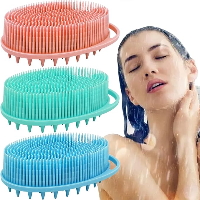 Soft Exfoliating Body Bath Shower Scrubber - Silicone Body Brush, 3 Pack for Kids and Adults with All Kinds of Skin