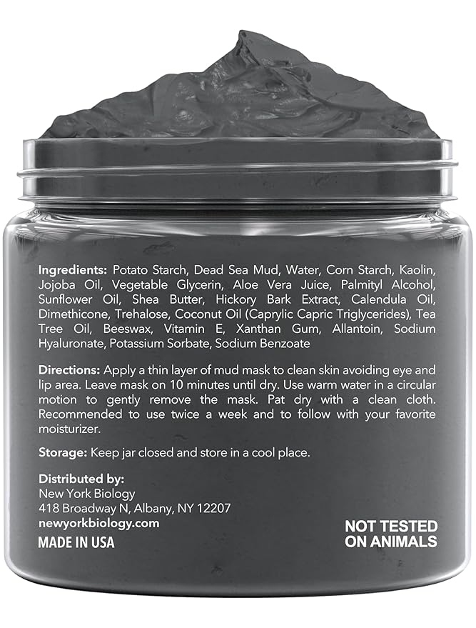 New York Biology Dead Sea Mud Mask for Face and Body | with Tea Tree | Spa Quality Pore Refiner for Oily Skin | Natural Skincare for Women & Men | Tighten Skin for A Healthier Complexion | 8.8 oz