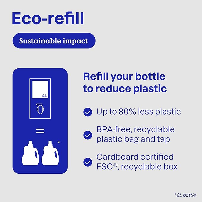 ATTITUDE Liquid Laundry Detergent Refill, EWG Verified, HE Compatible, Plant-Based & Vegan, Natural Laundry Soap, Unscented, 160 Loads, 135.26 Fl Oz