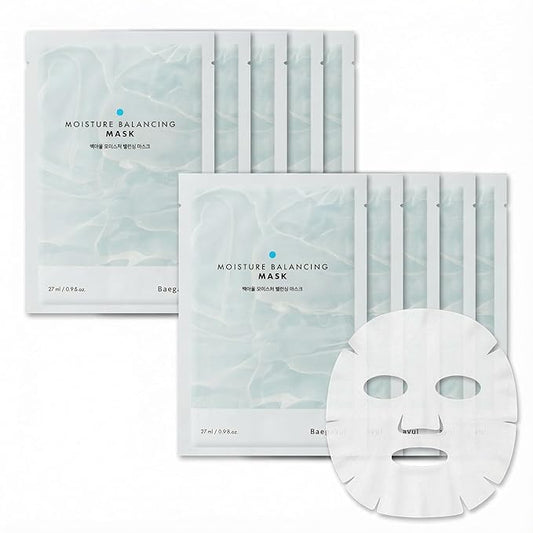 Balancing Face Mask Sheet - Korean Facial Mask for Hydrating & Soothing Sensitive Skin, Herbal Essence & Hyaluronic Acid, Korean skincare, Mask for instant Moistureizing, Glow [ 10 Sheet ]