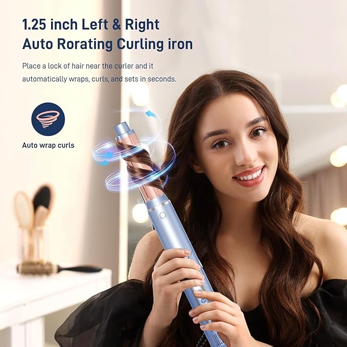 Hot Air Multi-Styler - 5 in 1 Professional Hair Wrap Styler Set with Air Curlers, Hair Dryer Brush, Straightener, Concentrator for Fast Drying Curling Straightening, Travel Case Included