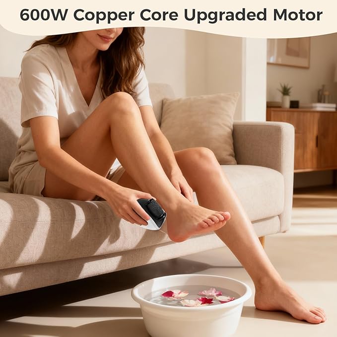 Foot Callus Remover｜Patented 3D Roller + 2-Speed 丨LED｜30,000 RPM High-Frequency Exfoliation｜Portable for Home & Travel｜Stylish Foot Care for Men & Women (Pink)