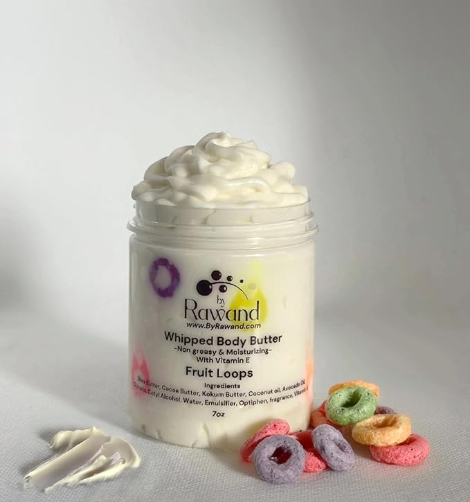 Handmade Fruit Loops body buttercream with Shea, Cocoa & Kokum butter based with natural oils & Hyaluronic Acid - non greasy, moisturizing (Fruit Loops)