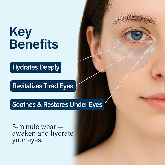 Ocean Oracle Hydrating Hydrogel Eye Patches 28 Pairs, 5-Min Soothing Eye Masks with Marine Algae & Seaweed Blend, Rejuvenating Eye Pads for Tired Eyes, Spa Relaxation Gifts for Women & Men