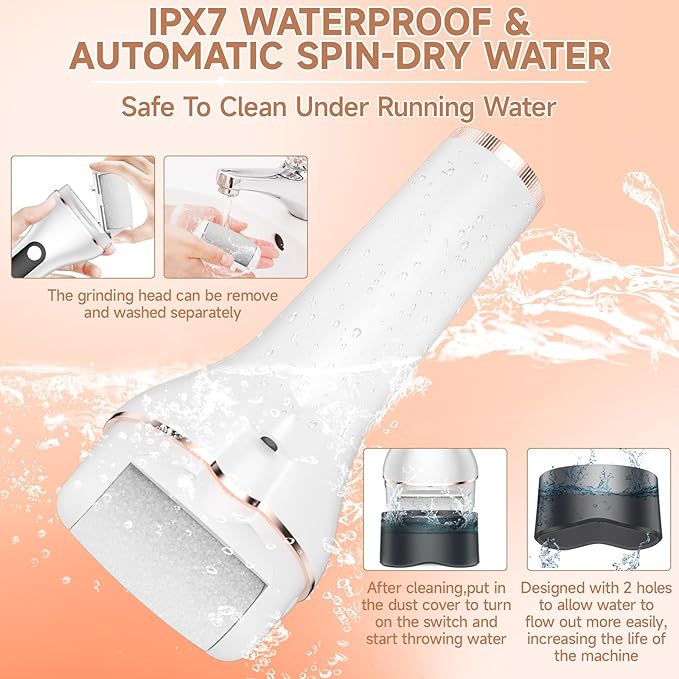 AdamPark Electric Callus Remover for Feet,Rechargeable Portable Electronic Foot File Pedicure Kits,Professional Waterproof Pedi Feet Care Tools Wet&Dry Foot Scrubber File Perfect for Hard Cracked Skin