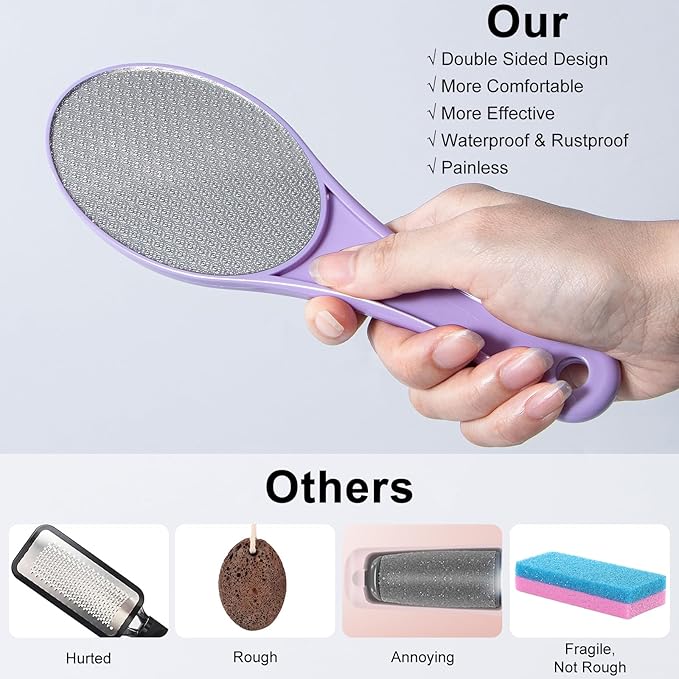 3 Pack Nano Glass Foot File Callus Remover for Feet, Double Sided Foot Scrubber, Dead Skin Remover, Hygienic Pedicure Tool, Hair Eraser for Softer and Smoother Feet and Hands,Pink Blue Purple