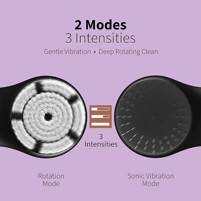 Premium Facial Cleansing Brush,Waterproof Face Scrubber,Spin & Sonic Modes with 3 Intensities,Magnetic 3-Head System for Deep Pore Cleaning, Gentle Exfoliation & Sensitive Skin Care - for Women & Men