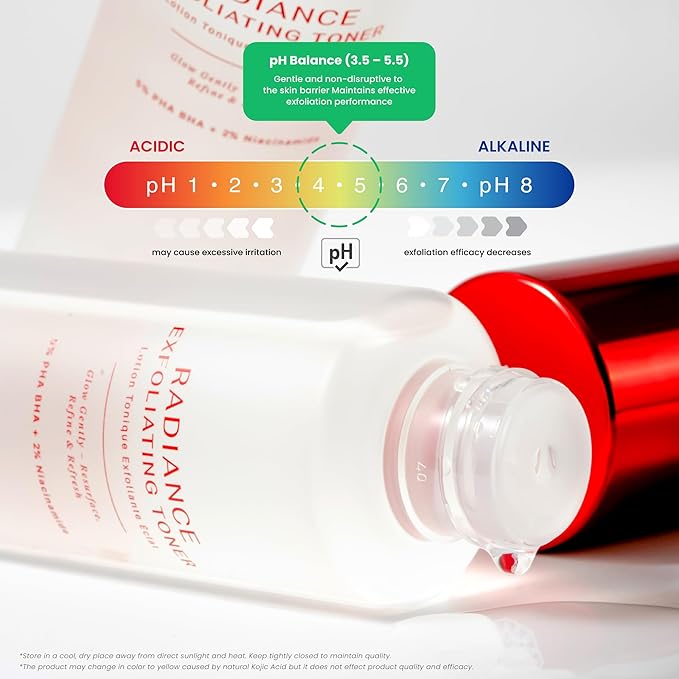 Koji White Exfoliating Toner for Face, 5% PHA BHA Toner | 2% Niacinamide, Kojic Acid & Hyaluronic Acid | Hydrating & Soothing Facial Toner | Unscented for Sensitive Skin, Vegan Skincare, 5.07 Fl Oz