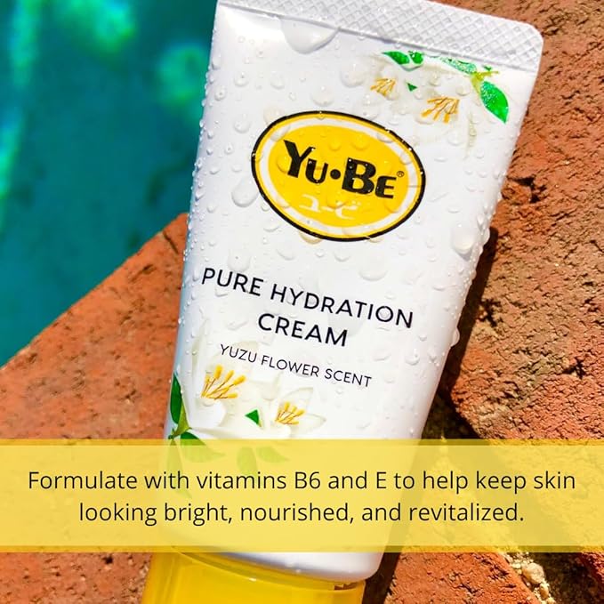 Yu-Be Yuzu Pure Hydration Cream: Body & Hand Lotion - Vegan Skin Care Cream for Sensitive & Dry Skin - Soothing Yuzu Flower Extract - Day & Night Moisturizer- Cracked Heels Repair -1.35 Fl Oz