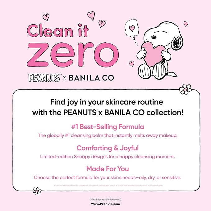 BANILA CO Clean it Zero Original Cleansing Balm Snoopy Edition | Korean Makeup Remover with Exclusive Keychain | Facial Cleanser for All Skin Types | Vegan Formula (100ml / 3.38 fl. oz)