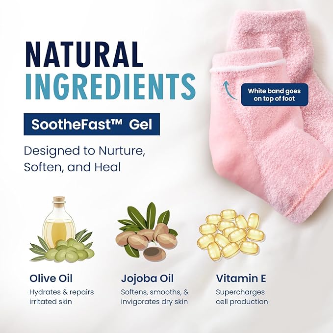 Dr. Frederick's Original Moisturizing Fuzzy Heel Socks for Dry Cracked Heels Treatment - Infused with Olive Oil, Jojoba Oil and Vitamin E - 6 Pairs - Stocking Stuffers for Adults - Variety Pack