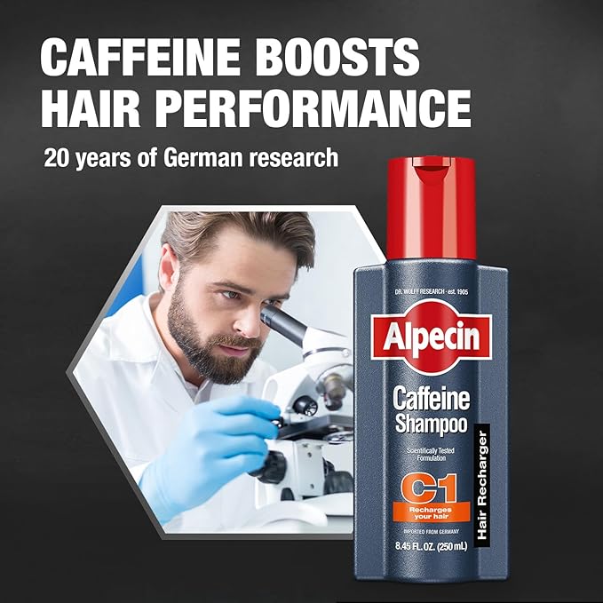 Alpecin C1 Caffeine Shampoo, 8.45 fl oz, Cleanses the Scalp to Promote Natural Hair Growth, Leaves Hair Feeling Thicker and Stronger