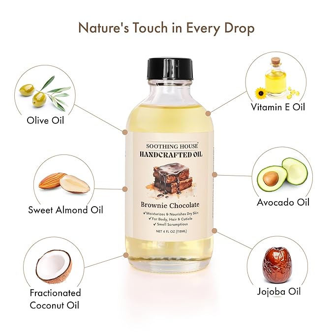 Brownie Chocolate Body Oil - Moisturizing Sweet Body Oil for Soft, Glowing, Radiant Skin (4 fl oz)