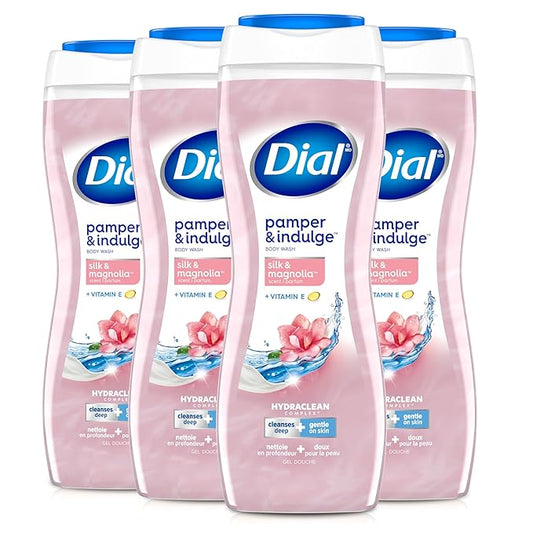 Dial Body Wash, Pamper & Indulge, Silk & Magnolia, 16 fl oz (Pack of 4)