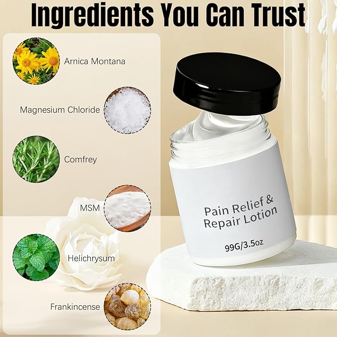 Mira Relief & Repair Lotion, Use natural plant ingredients, Magnesium & Arnica Herbal Cream, Fast Absorbing, Non-Greasy Formula, Natural Botanical Blend, Daily nourishment for health