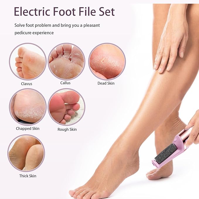 Callus Remover for Feet Rechargeable, Smooth Pedicure Wand Electric Foot File, Professional Pedicure Tools Kits Foot Scrubber for Smoother Feet Ideal Gift, Pedicure Kit Feet Care for Dead Dry Skin