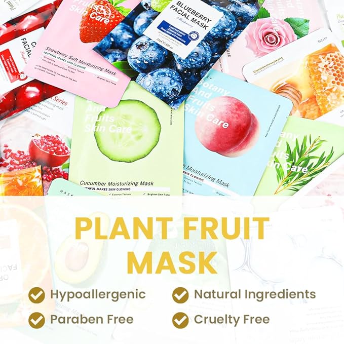 6 PCS Real Hydrating Nature Face Masks Skincare, Hyaluronic Acid, Vitamin C and E, Chamomile, Korean Beauty Essence Facial Paper Sheet Mask for Skin Care Moisturizing (Honey)