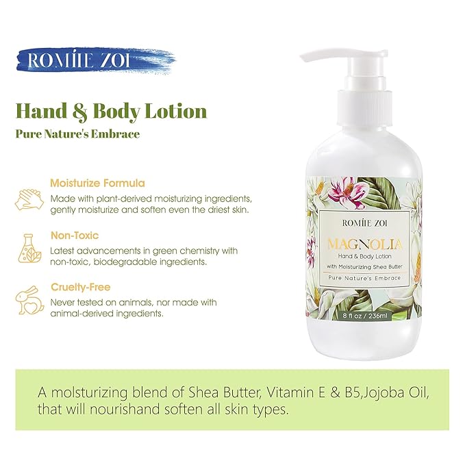 ROMIIE ZOI Daily Hand & Body Lotion with Moisturizing Shea Butter - Magnolia - 236 ML / 8 FL OZ