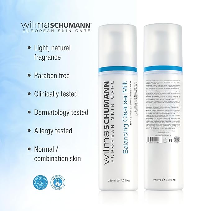 WILMA SCHUMANN Balancing Facial Cleanser Milk, Daily Face Wash, Facial Cleanser for Normal Skin, 7 oz