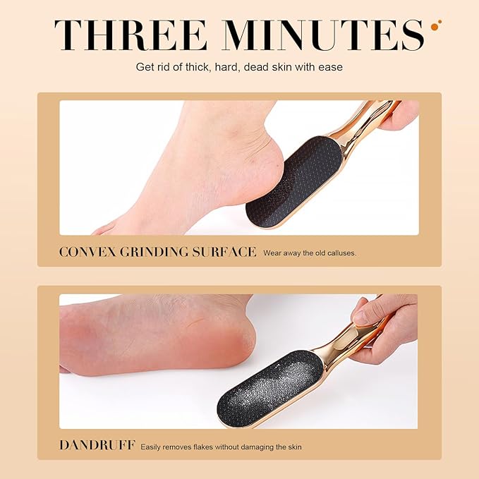 Glass Foot File and Callus Remover for Hard Skin, Cracked Heels - Heel File Pedicure Tool with Anti-Slip Grip, Fast Smooth Results, Wet and Dry Foot Scrubber Dead Skin Remover