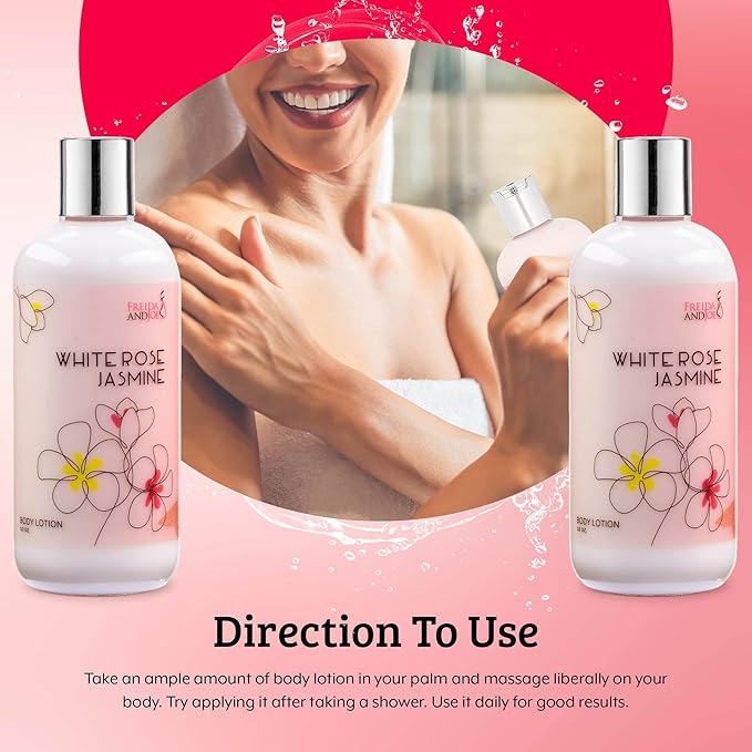 Home Spa Gift Fragrance Body Lotion Luxury Firming Scented 10oz Deep Moisturizing Fragrance Body Lotion for Women (White Rose Jasmine)
