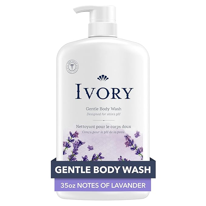 Ivory Body Wash, Designed for the Whole Family, Gentle Formula, Free of Dyes Heavy Perfumes Parabens Phthalates & Silicones, Lavender Scent, 35 oz