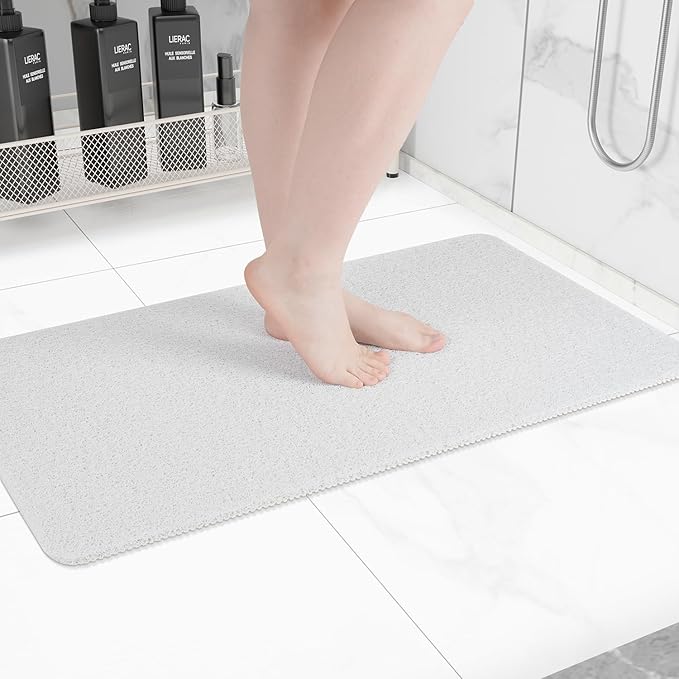 Non-Slip Bathtub Mat, Anti Slip Shower Mat, Fast Drying Bathtub Mats, Foot Scrubber Mat, Anti Slip Mat for Tub, Floor, Bathroom, Kitchen, Home, Hotel (White 40"×16")