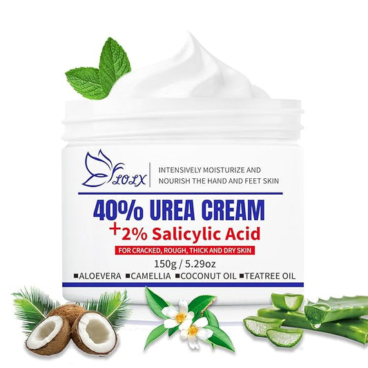 40% Urea Foot Cream with 2% Salicylic Acid, Urea Cream 40 Percent for Feet & Hands-Maximum Strength Moisturizer for Rough, Dry, Thick & Cracked Skin, Deep Hydration, Non-Greasy, 5.29 oz