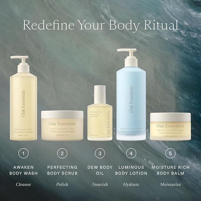 Oak Essentials Perfecting Body Scrub | Gentle Sugar Body Exfoliator for Visibly Smoother, Softer Skin, 7.1 Oz