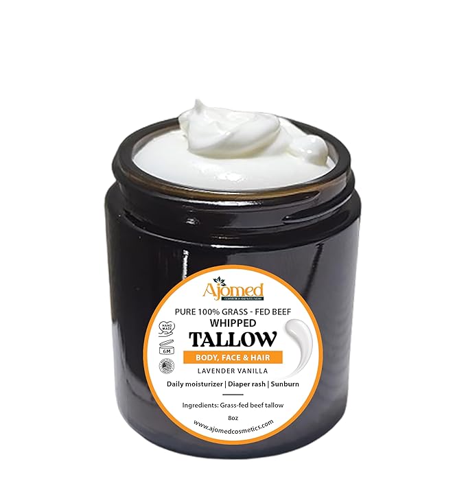 Whipped Tallow cream, LAVENDER VANILLA tallow balm, dry skin body butter, tallow Face and Body moisturizer 4fl.oz (Sandalwood Vanilla)