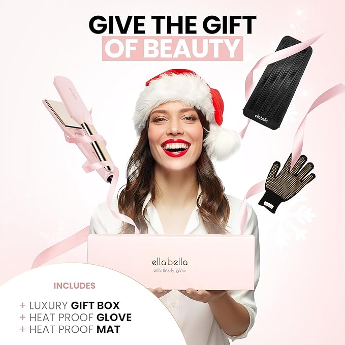 ELLA BELLA® Titanium Flat Iron Hair Straightener (with Infrared) • Professional Straightening Iron • Digital Display to Accurately Control Temperature • As Featured in Good Housekeeping