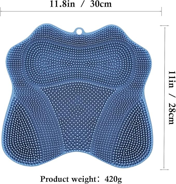 Shower Foot Scrubber, Shower Foot and Back Scrubber with Suction Cups, Shower Silicone Foot Washer for Exfoliating Massage（Blue）