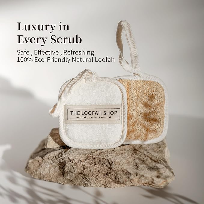 Premium Loofah Face Scrubber, Exfoliating Face Luffa Pad, Natural Cleansing Loofah Sponge for Deep Exfoliation. EcoFriendly Loofa for Men and Women in Cotton Travel Pouch, (1pack 4pcs)