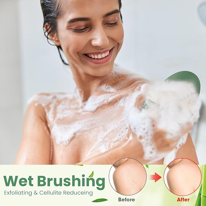 Gejoy 10 Pcs Dry Brushing Body Brush Exfoliating Brush with Massage Nodule Dry Skin Body Scrubber for Shower Bath Back Circulation Improvement Dead Skin Exfoliator (4.92 x 2.56 Inches,Sage Green)