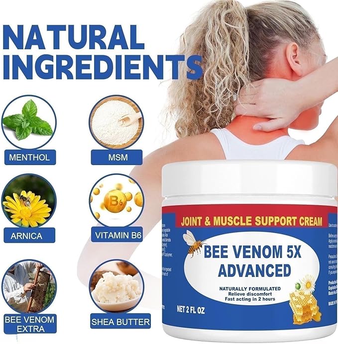 Zealand Bee Venom Serum Gel, Professional for Joint, Muscle, Bone Cream, 24h Fast Release, Soothing Powerful for Back, Neck, Hand, Foot, Knee, Muscle, Shoulder, Hip, Nerve