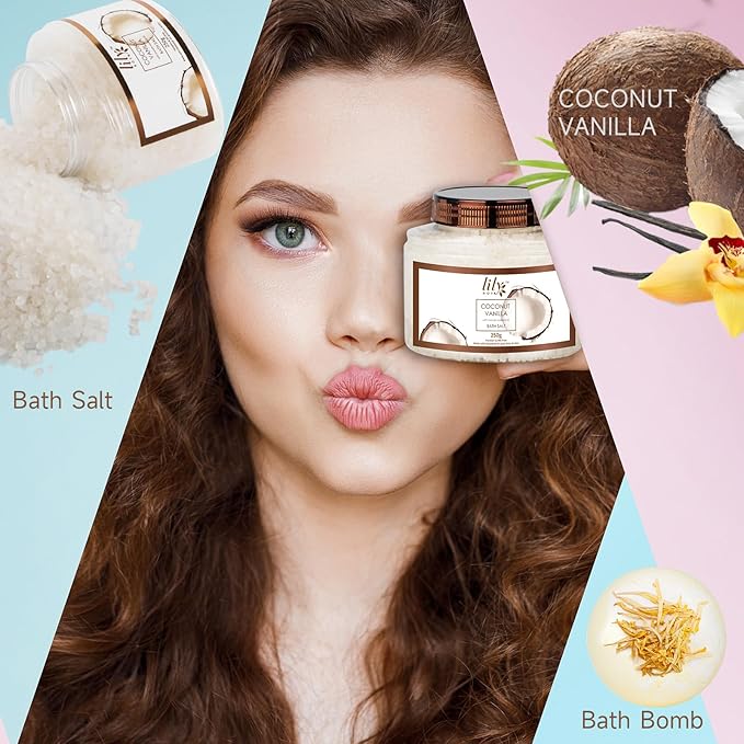 Christmas Gifts for Women - 7 Pcs Coconut Pampering Bath and Body Gift Basket Set for Women, Gift with Shower Gel | Valentine's, Birthday, Mothers Day Gifts for Mom, Perfect Gift for Mom All Occasion