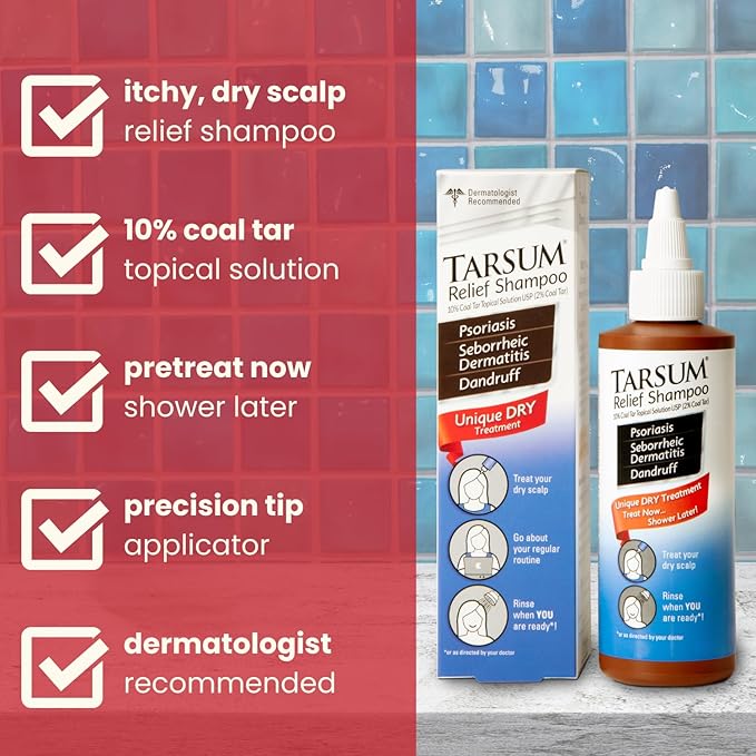 Tarsum Extra Strength Psoriasis Shampoo - Coal Tar Shampoo and Conditioner for Scalp Psoriasis, Seborrheic Dermatitis, Severe Dandruff, & Eczema - Exfoliating Relief for Flaky, & Itchy Scalp (8 oz)