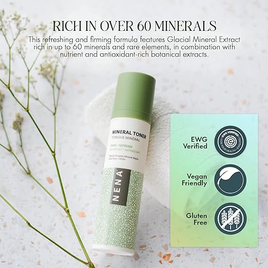 NENA Skincare Mineral Toner - Hydrating Toner for Face with Sodium Hyaluronate and Aloe Vera - Refines Pores, Balances and Plumps Skin - 4 oz