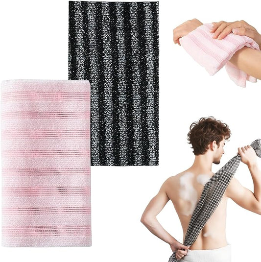 Exfoliating Shower Towel, 2026 New Scrub Wash Back Bath Cloth for Body & Face, Reusable Exfoliating Back Scrubber for Women Men, Quick-Drying Durable Bath Cloth for Smooth Skin (2PCS-B)