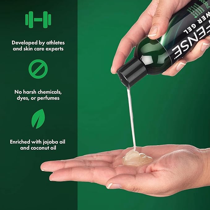 Defense Soap Peppermint Tea Tree Body Wash | All Natural Organic Shower Soap for Athletes | Odor Control & Skin Fungal Protection for Sports, Post Workout & Recovery - 8 oz