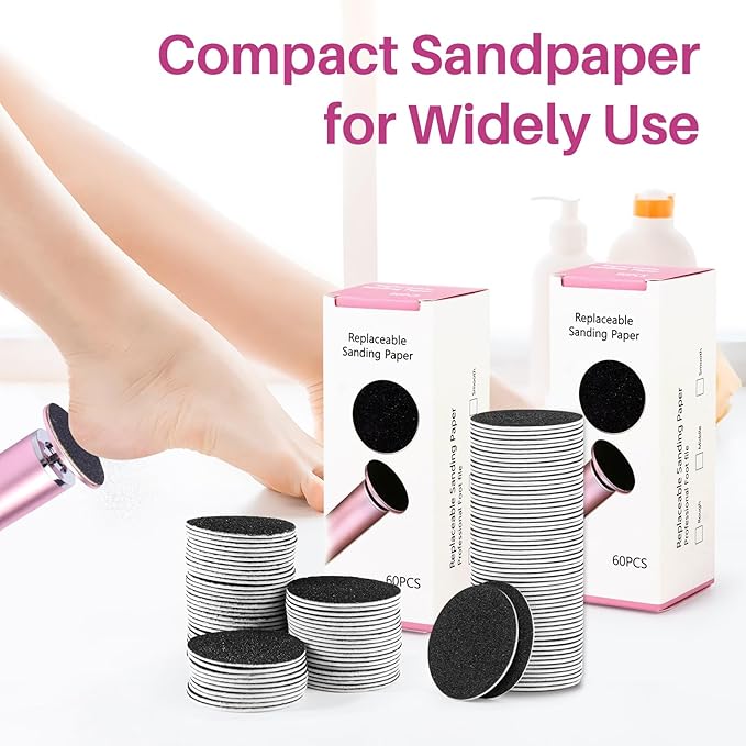Replaceable Sandpaper for Electric Foot File: 120 Pcs/2 Box Feet Grinder for Skin and Callus Remover - 80/180 Grit Fine Sandpaper Refill Discs for Spa Home Salon