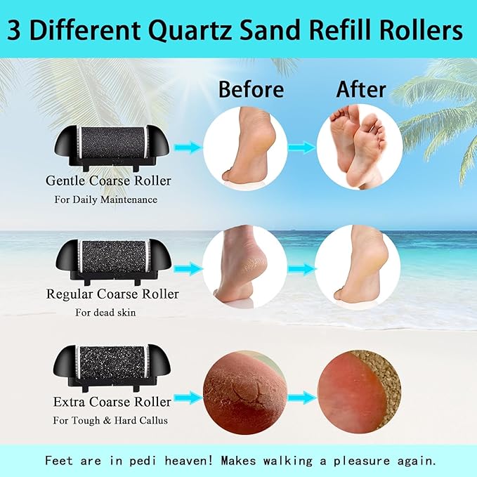 Callus Remover for Feet Electric Foot File, 13-in-1 Professional Pedicure Tools Foot Care Kit, Foot Scrubber Pedi for Hard Cracked Dry Dead Skin, 3 Rollers, 2 Speed, Battery Display (Black)