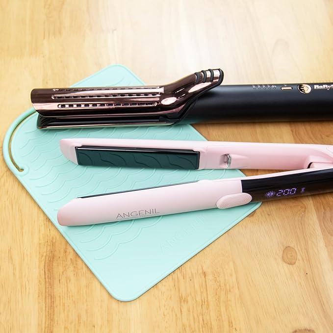 ANGENIL Heat Resistant Silicone Mat Suitable for Curling Iron, Flat Iron, Hot Tools,Safe and Heat-Resistant, Food Grade Silicone (9 "x 6.5")